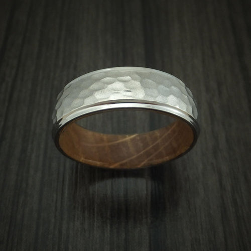 Ironwood XIII - Inconel Hammered Men's Wedding Ring with Wood Sleeve Band - view 2 - Nura Lab