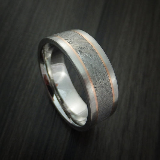Caesar XVII - Cobalt Chrome and Gibeon Meteorite Men's Wedding Ring with 14k Gold Inlay - Nura Lab