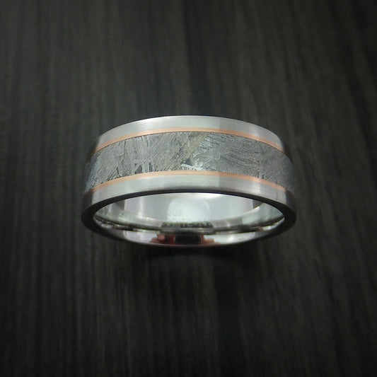 Caesar XVII - Cobalt Chrome and Gibeon Meteorite Men's Wedding Ring with 14k Gold Inlay - view 2 - Nura Lab