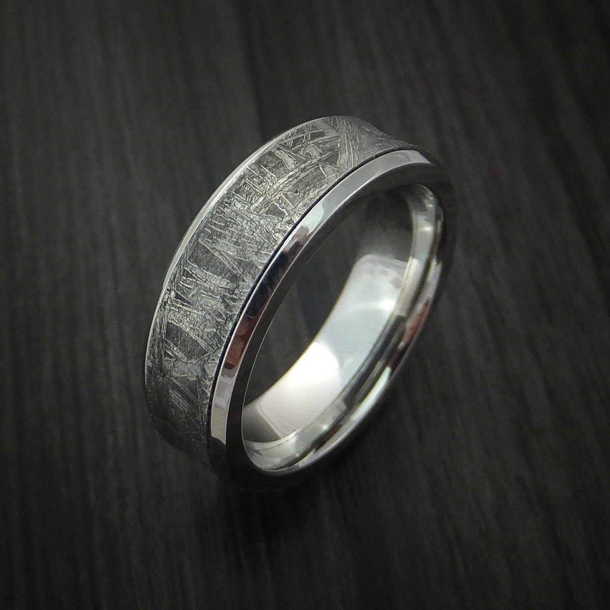 King Edward XVII - Cobalt Chrome and Gibeon Meteorite Men's Wedding Ring - view 4 - Nura Lab