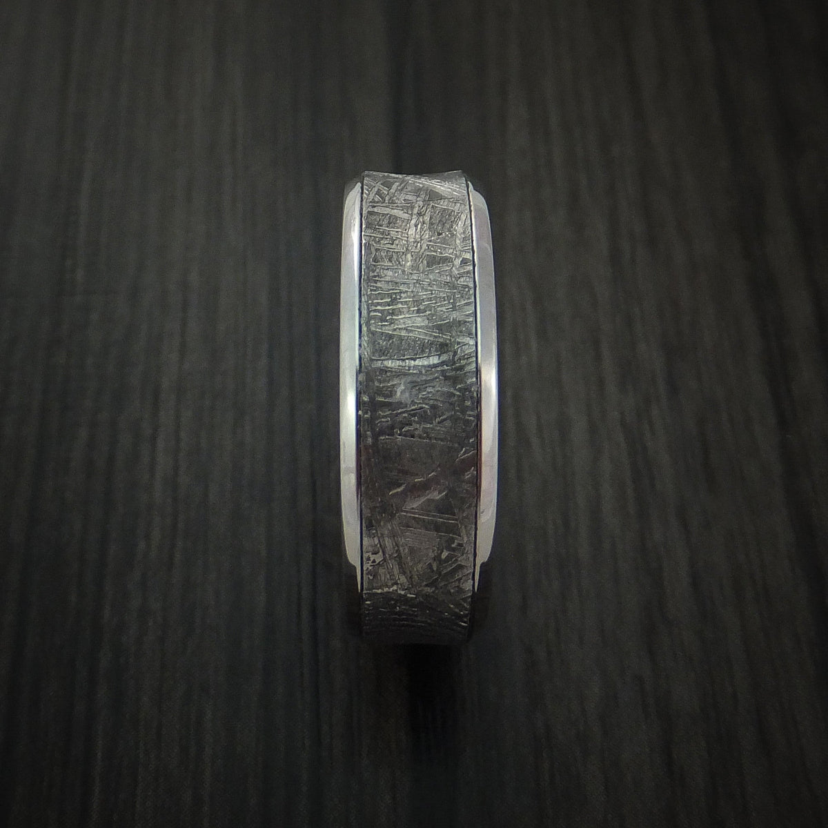 King Edward XVII - Cobalt Chrome and Gibeon Meteorite Men's Wedding Ring - view 3 - Nura Lab