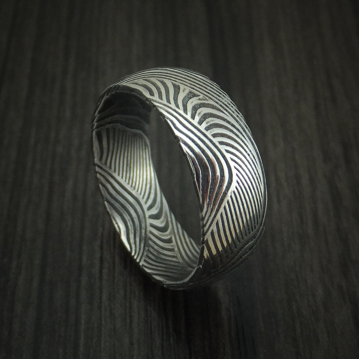Legacy IX - Sunset Kuro Damascus Steel Men's Ring Wedding Ring - Nura Lab
