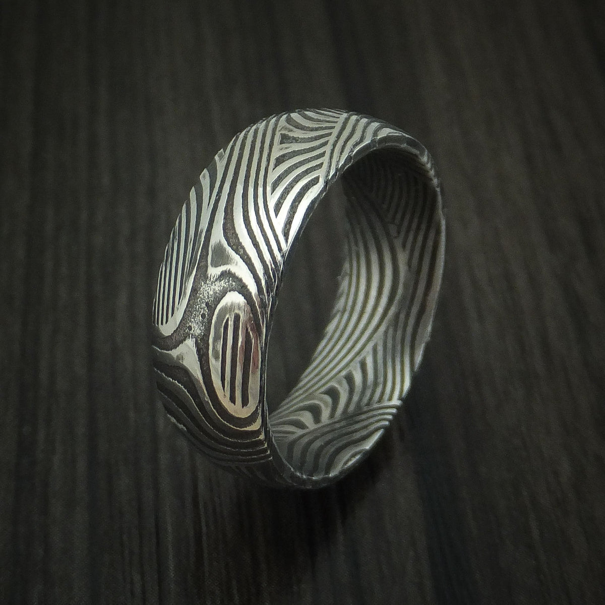 Legacy IX - Sunset Kuro Damascus Steel Men's Ring Wedding Ring - view 4 - Nura Lab