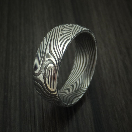 Legacy IX - Sunset Kuro Damascus Steel Men's Ring Wedding Ring - view 4 - Nura Lab