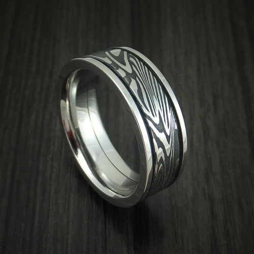 Fiord X - Sunset Kuro Damascus Steel in Cobalt Chrome Wedding Men's Wedding Ring - Nura Lab