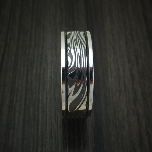 Fiord X - Sunset Kuro Damascus Steel in Cobalt Chrome Wedding Men's Wedding Ring - view 3 - Nura Lab