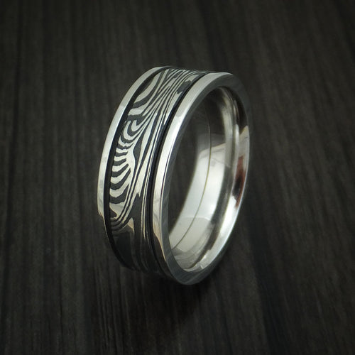 Fiord X - Sunset Kuro Damascus Steel in Cobalt Chrome Wedding Men's Wedding Ring - view 4 - Nura Lab