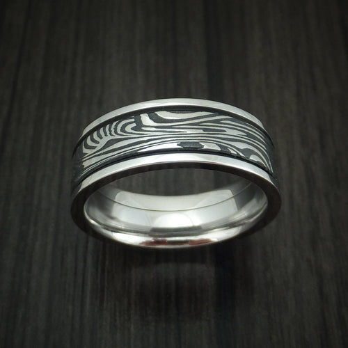 Fiord X - Sunset Kuro Damascus Steel in Cobalt Chrome Wedding Men's Wedding Ring - view 2 - Nura Lab