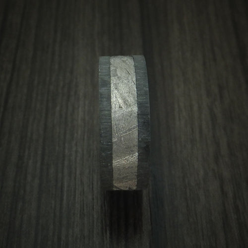 Caesar XII - Black Zirconium Men's Wedding Ring with Gibeon Meteorite and Hardwood Sleeve Band - view 3 - Nura Lab