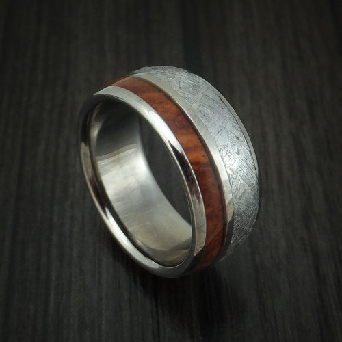 Dominion VII - Titanium Men's Wedding Ring with Meteorite and Desert Ironwood Burl Wood Band - Nura Lab