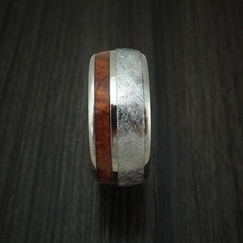 Dominion VII - Titanium Men's Wedding Ring with Meteorite and Desert Ironwood Burl Wood Band - view 3 - Nura Lab