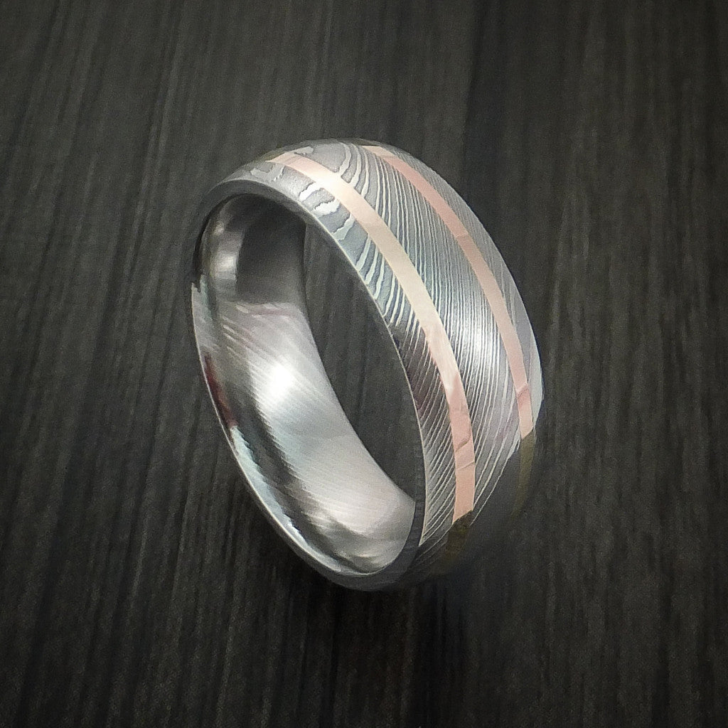 Voyager IX - Damascus Steel and 14k Gold Men's Wedding Ring - Nura Lab