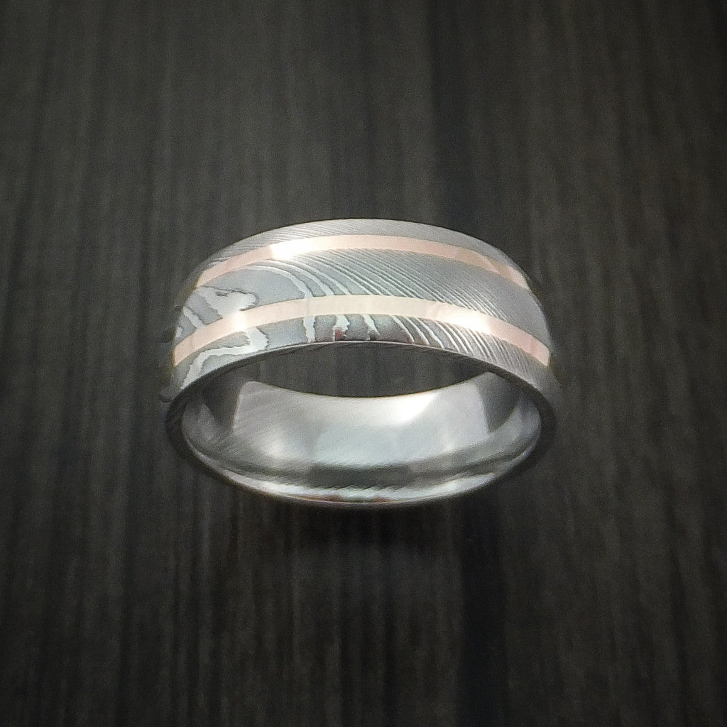 Voyager IX - Damascus Steel and 14k Gold Men's Wedding Ring - view 2 - Nura Lab