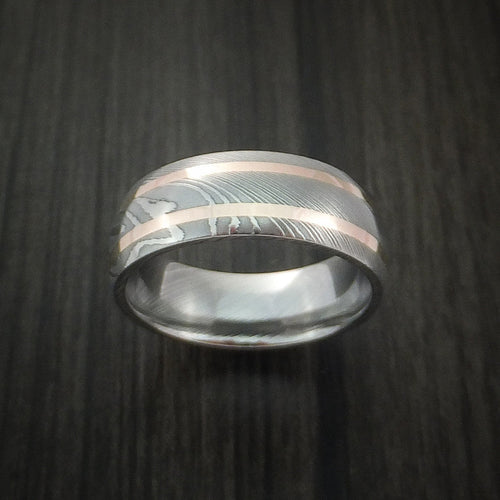 Voyager IX - Damascus Steel and 14k Gold Men's Wedding Ring - view 2 - Nura Lab