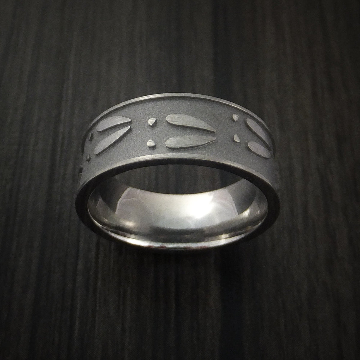 Evernorth III - Titanium Deer Track Men's Wedding Ring Hunter Band - view 2 - Nura Lab