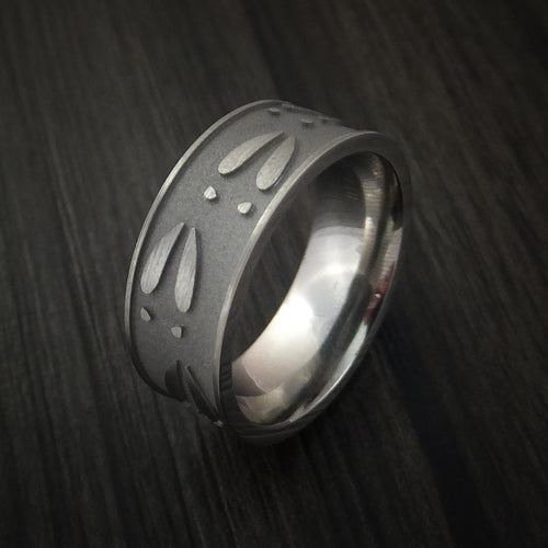 Evernorth III - Titanium Deer Track Men's Wedding Ring Hunter Band - view 4 - Nura Lab