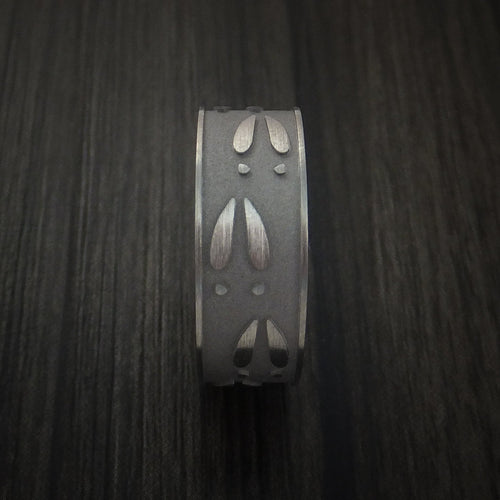 Evernorth III - Titanium Deer Track Men's Wedding Ring Hunter Band - view 3 - Nura Lab