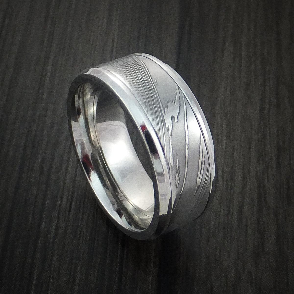 Pioneer IX - Damascus Steel in Cobalt Chrome Wedding Men's Wedding Ring - Nura Lab