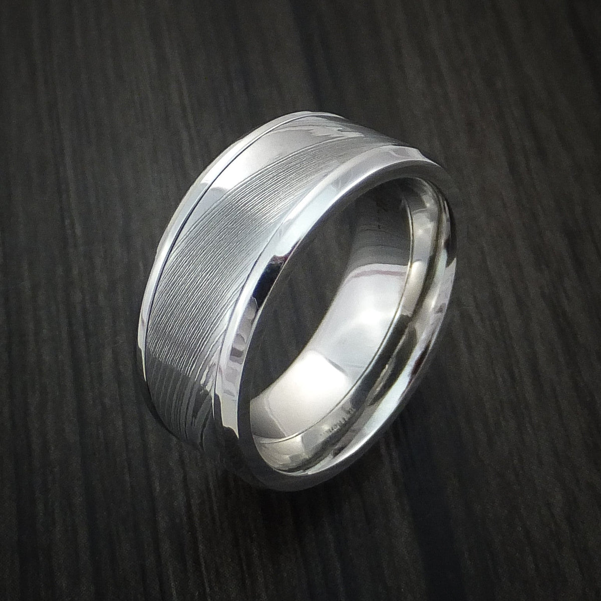 Onyx XI - Damascus Steel in Inconel Wedding Men's Wedding Ring - view 3 - Nura Lab