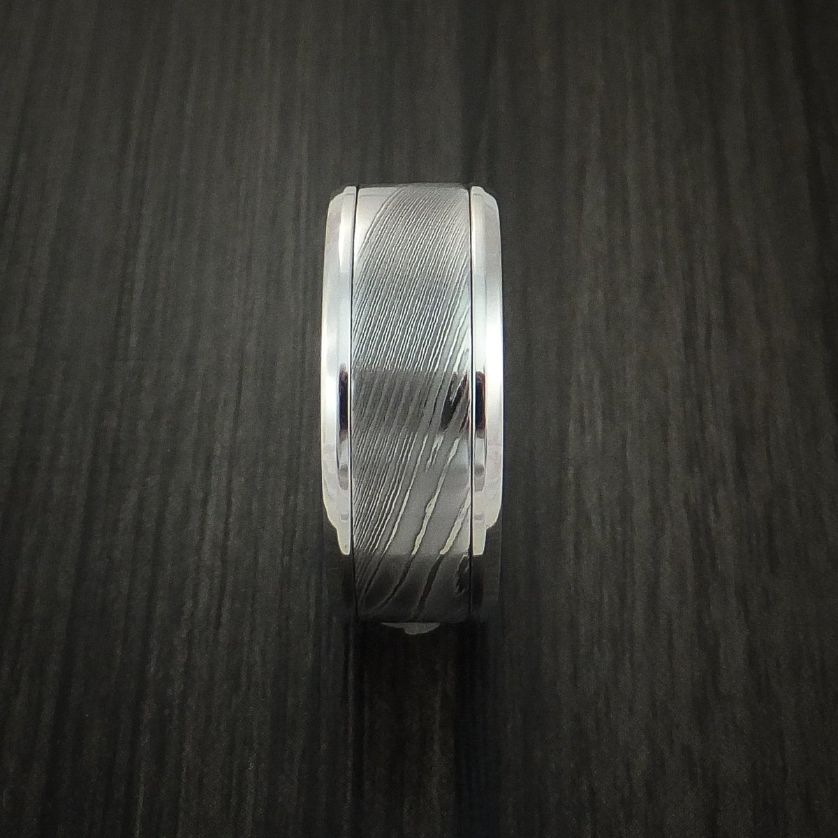 Pioneer IX - Damascus Steel in Cobalt Chrome Wedding Men's Wedding Ring - view 4 - Nura Lab