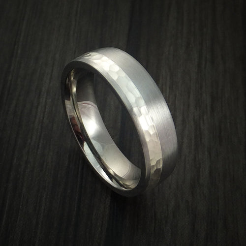 King James XVIII - Inconel and Silver Men's Ring Hammered Wedding Ring - Nura Lab