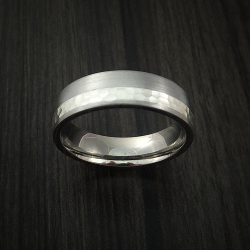 King James XVIII - Inconel and Silver Men's Ring Hammered Wedding Ring - view 2 - Nura Lab