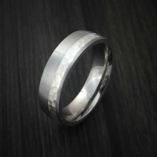 King James XVIII - Inconel and Silver Men's Ring Hammered Wedding Ring - view 4 - Nura Lab
