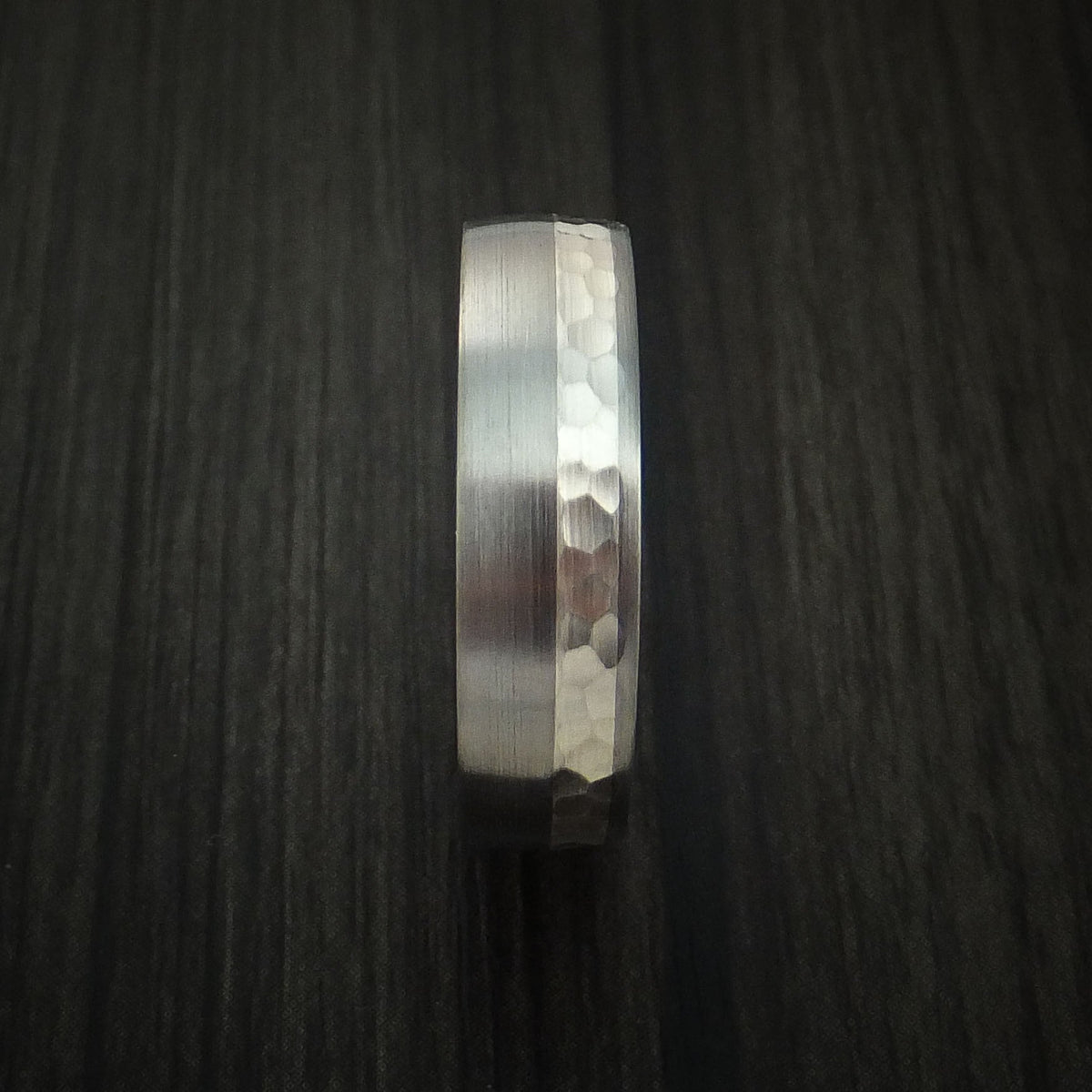 King James XVIII - Inconel and Silver Men's Ring Hammered Wedding Ring - view 3 - Nura Lab