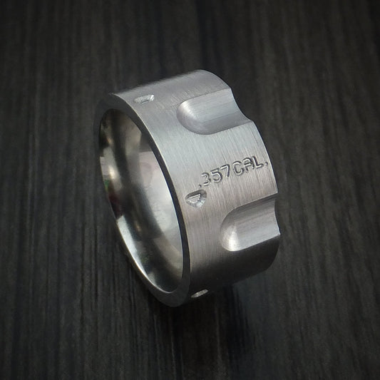 Stonehaven III - Titanium Revolver Men's Wedding Ring .357 Caliber Band - Nura Lab