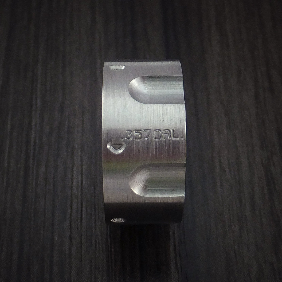Stonehaven III - Titanium Revolver Men's Wedding Ring .357 Caliber Band - view 3 - Nura Lab