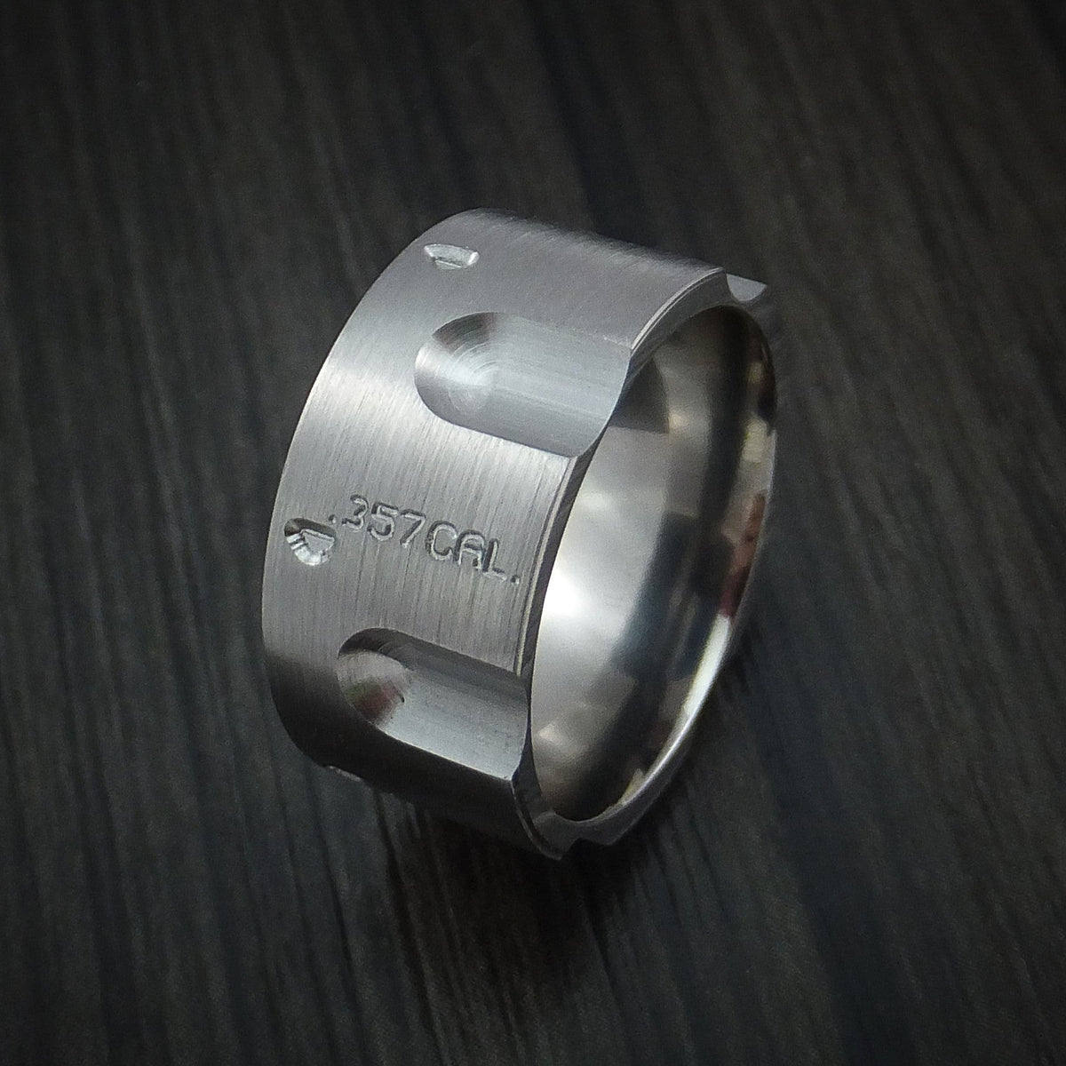 Stonehaven III - Titanium Revolver Men's Wedding Ring .357 Caliber Band - view 4 - Nura Lab