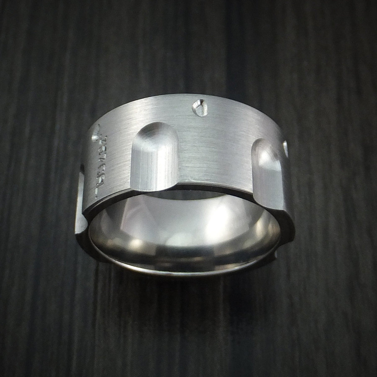 Stonehaven III - Titanium Revolver Men's Wedding Ring .357 Caliber Band - view 2 - Nura Lab
