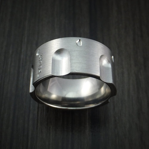 Stonehaven III - Titanium Revolver Men's Wedding Ring .357 Caliber Band - view 2 - Nura Lab