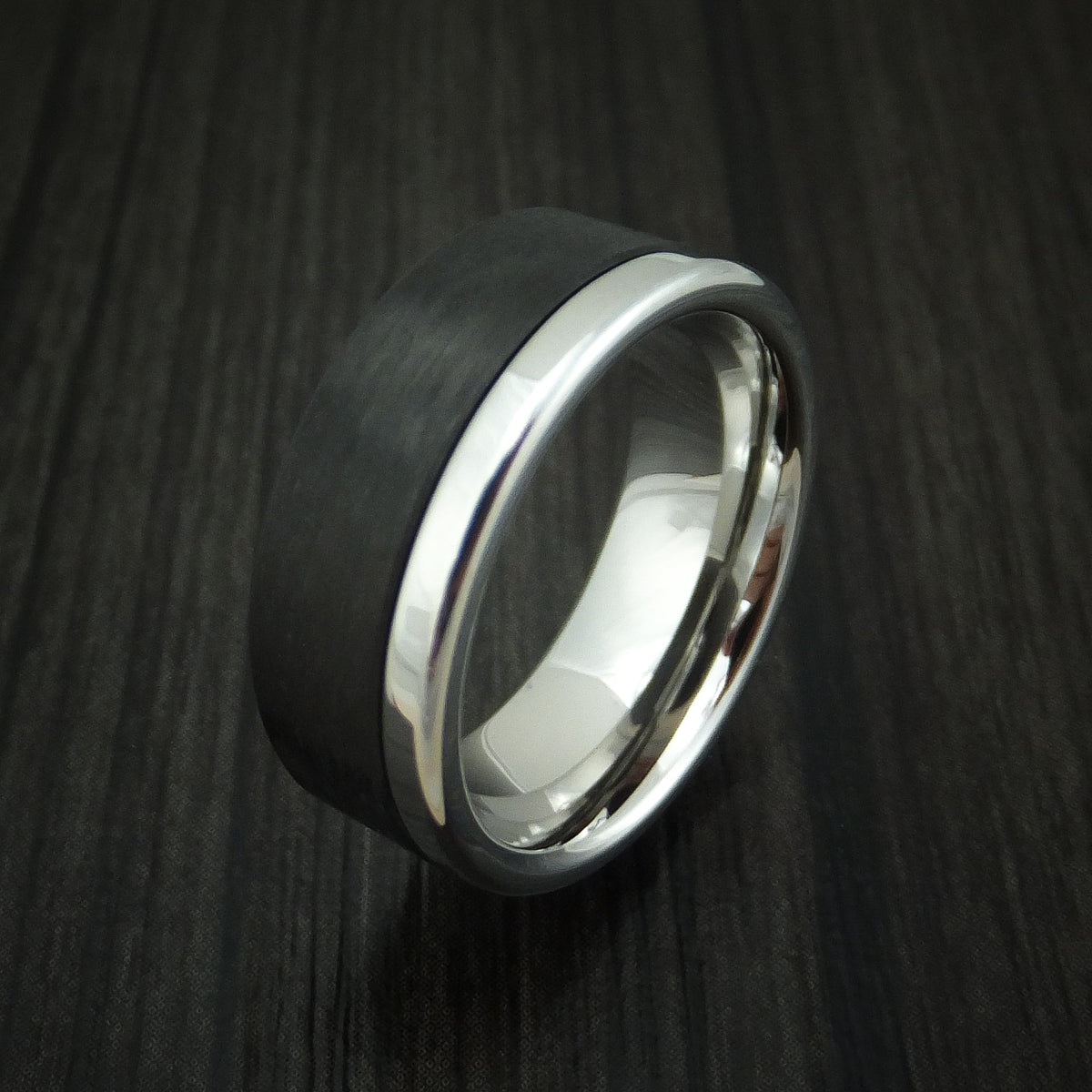 Leonidas XIV - Cobalt Chrome and Carbon Fiber Men's Wedding Ring - view 4 - Nura Lab