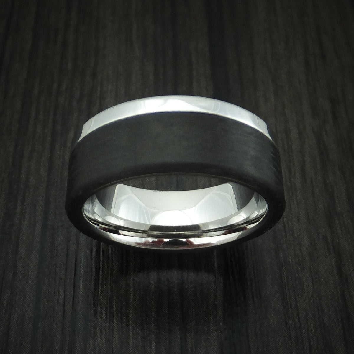 Leonidas XIV - Cobalt Chrome and Carbon Fiber Men's Wedding Ring - view 2 - Nura Lab