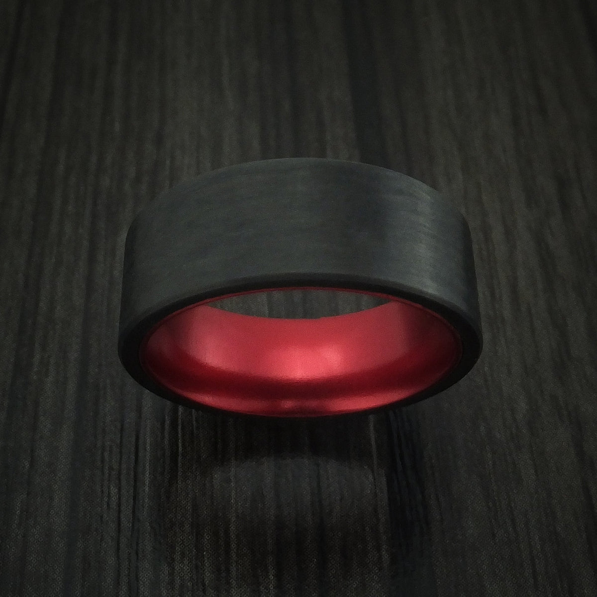 Highland XIV - Solid Carbon Fiber Men's Wedding Ring with Anodized Sleeve - view 2 - Nura Lab