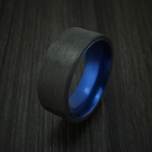 King George XIV - Solid Carbon Fiber Men's Wedding Ring with Anodized Sleeve - view 4 - Nura Lab