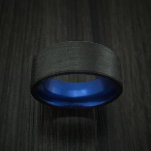 King George XIV - Solid Carbon Fiber Men's Wedding Ring with Anodized Sleeve - view 2 - Nura Lab