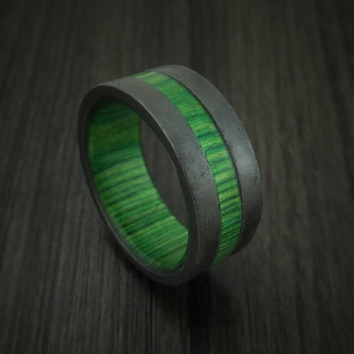 Timber XIII - Black Zirconium Hardwood Men's Wedding Ring with Inlay and Sleeve - Nura Lab