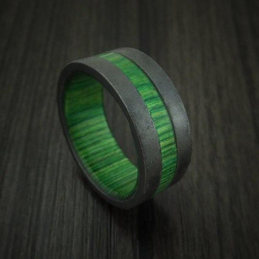 Timber XIII - Black Zirconium Hardwood Men's Wedding Ring with Inlay and Sleeve - Nura Lab