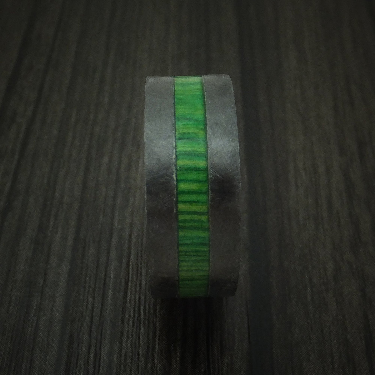 Timber XIII - Black Zirconium Hardwood Men's Wedding Ring with Inlay and Sleeve - view 3 - Nura Lab