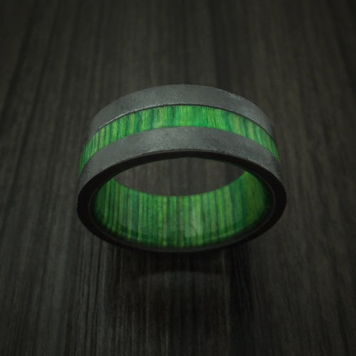 Timber XIII - Black Zirconium Hardwood Men's Wedding Ring with Inlay and Sleeve - view 2 - Nura Lab