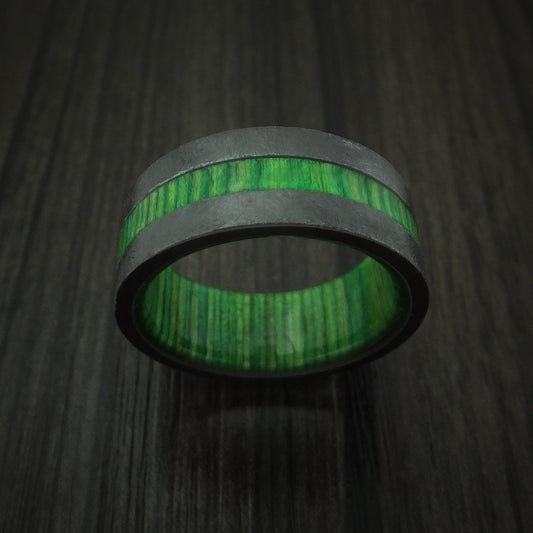 Timber XIII - Black Zirconium Hardwood Men's Wedding Ring with Inlay and Sleeve - view 2 - Nura Lab