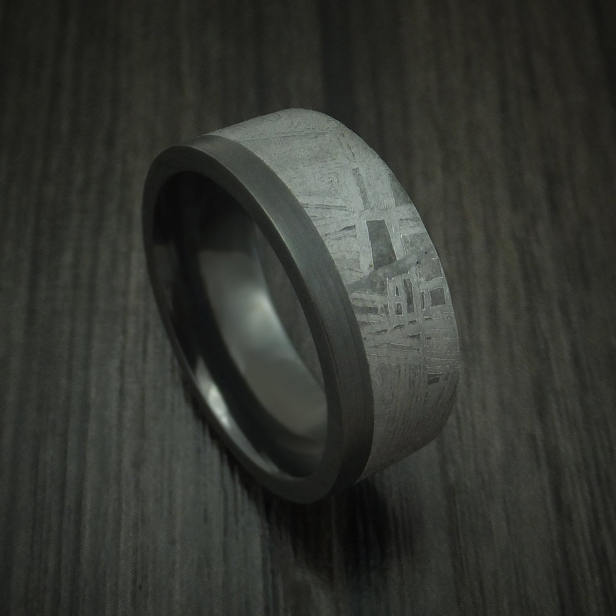 Endeavour XVII - Black Zirconium and Gibeon Meteorite Men's Wedding Ring Men's Ring - Nura Lab