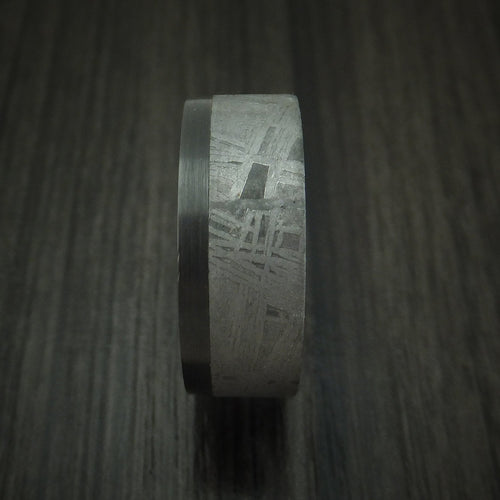 Endeavour XVII - Black Zirconium and Gibeon Meteorite Men's Wedding Ring Men's Ring - view 3 - Nura Lab