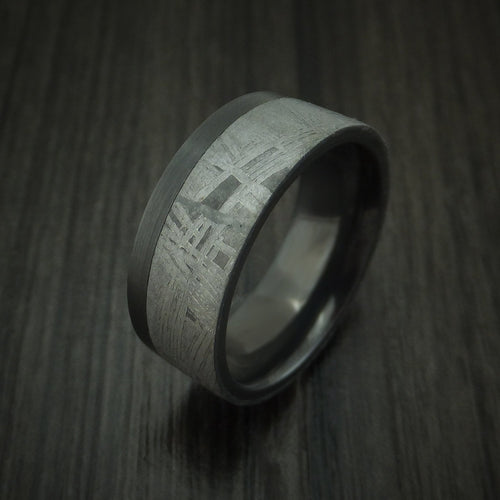 Endeavour XVII - Black Zirconium and Gibeon Meteorite Men's Wedding Ring Men's Ring - view 4 - Nura Lab