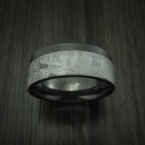 Endeavour XVII - Black Zirconium and Gibeon Meteorite Men's Wedding Ring Men's Ring - view 2 - Nura Lab