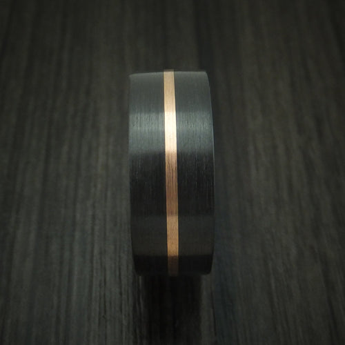 Dominion XVIII - Black Zirconium Men's Wedding Ring with Gold Inlay and Side Braids Band - view 4 - Nura Lab