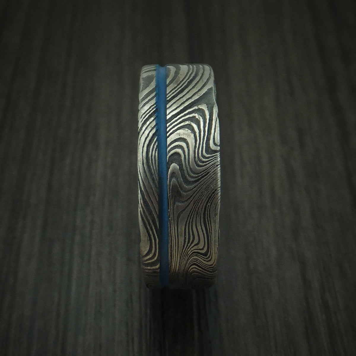 Evernorth IX - Marble Kuro Damascus Steel and Cerakote Men's Wedding Ring - view 3 - Nura Lab