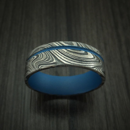 Evernorth IX - Marble Kuro Damascus Steel and Cerakote Men's Wedding Ring - view 2 - Nura Lab